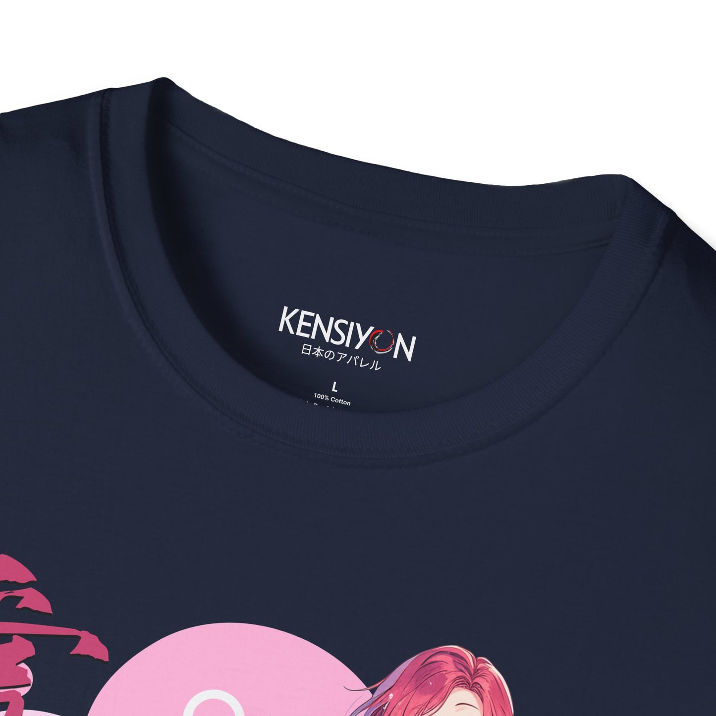 Anime Teen Love v1 T-Shirt__Navy__ Neck Label Mockup