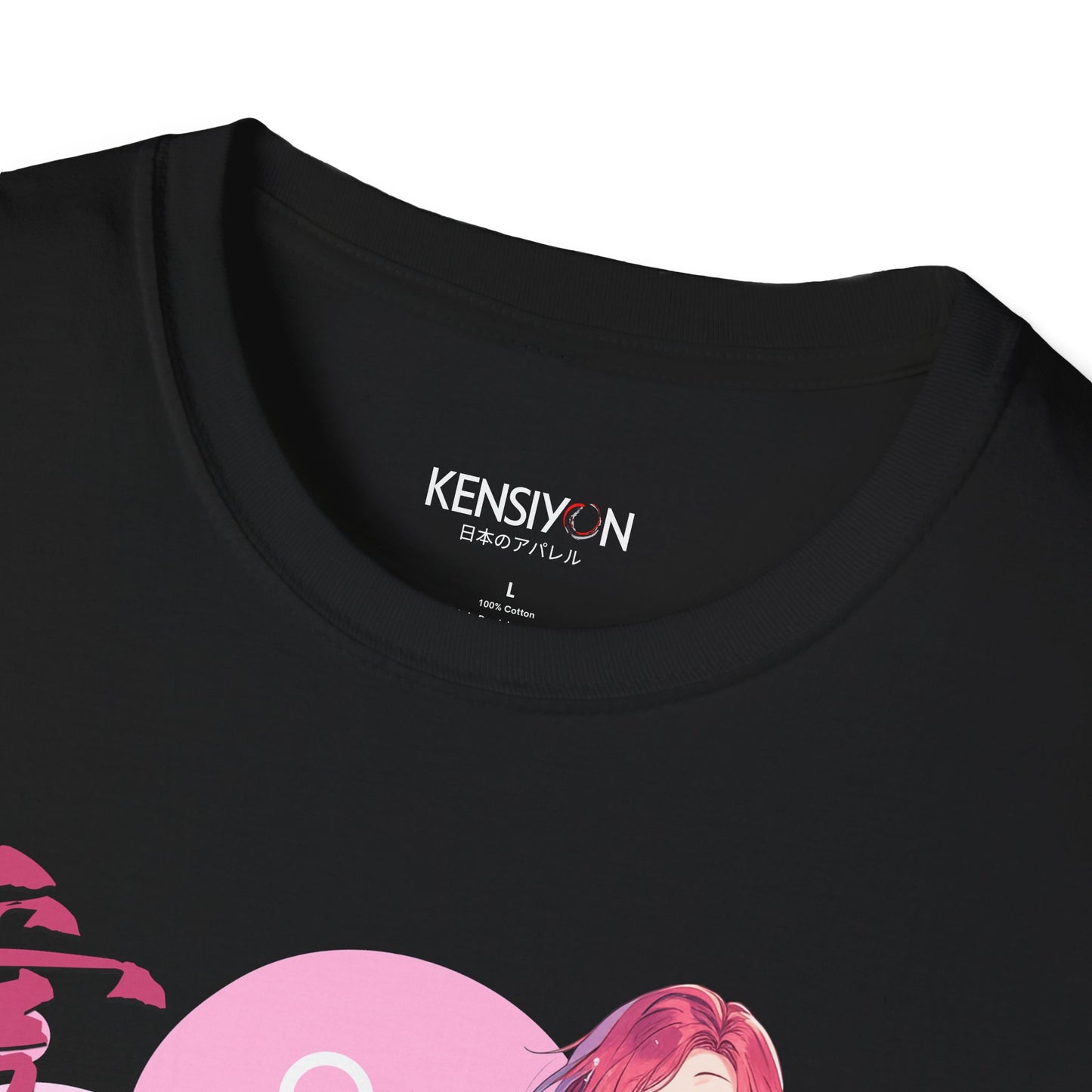Anime Teen Love v1 T-Shirt__Black__ Neck Label Mockup