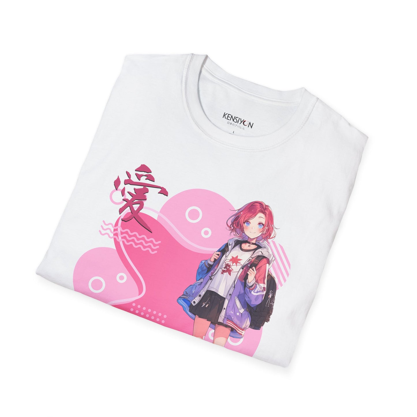 Anime Teen Love v1 T-Shirt__White__ Folded Mockup