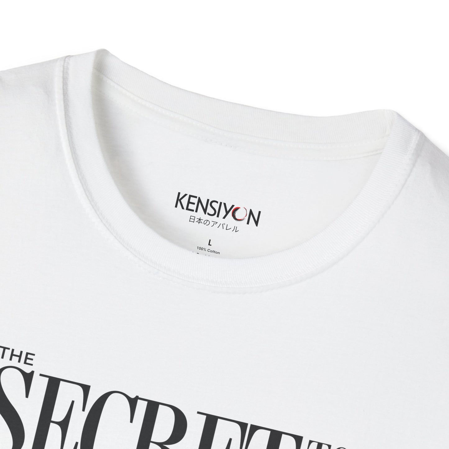 The Secret to Success, Never Stop Trying v1 Unisex T-Shirt__White__ Neck Label Mockup