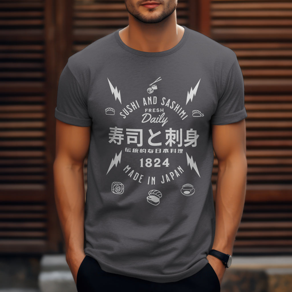 Sushi_and_Sashimi_Typography_Unisex_T-Shirt__Charcoal__Mockup_2