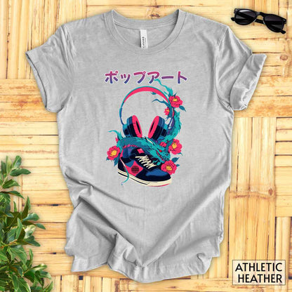 Japanese Pop-Art Streetwear T-Shirt__Athletic Heather__ Mockup Unisex T-Shirt