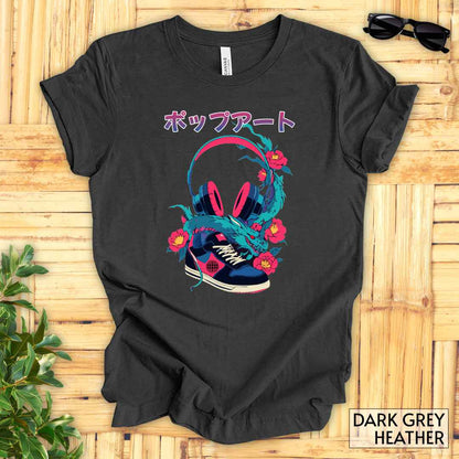 Japanese Pop-Art Streetwear T-Shirt__Dark Grey Heather__ Mockup Unisex T-Shirt