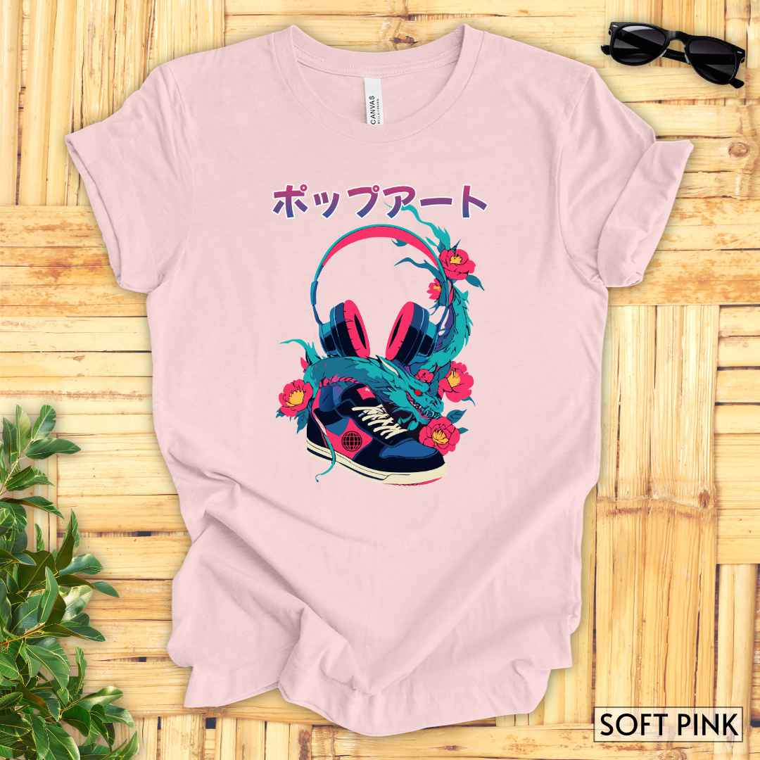Japanese Pop-Art Streetwear T-Shirt__Soft Pink__ Mockup Unisex T-Shirt