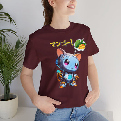 Kawaii Animal Robot Thinking of Mangoes T-Shirt__Maroon__ Lifestyle Unisex T-Shirt