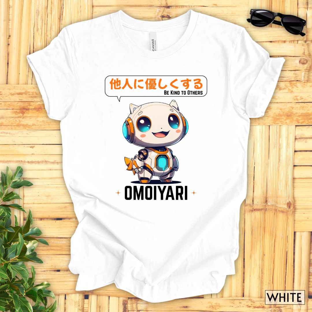Kawaii Robot, Omoiyari Mindset, Be Kind to Others T-Shirt__White__ Mockup Unisex T-Shirt