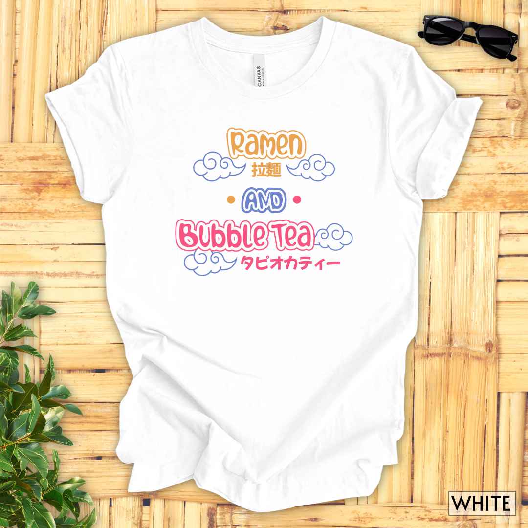 Ramen and Bubble Tea T-Shirt__White__ Mockup Unisex T-Shirt