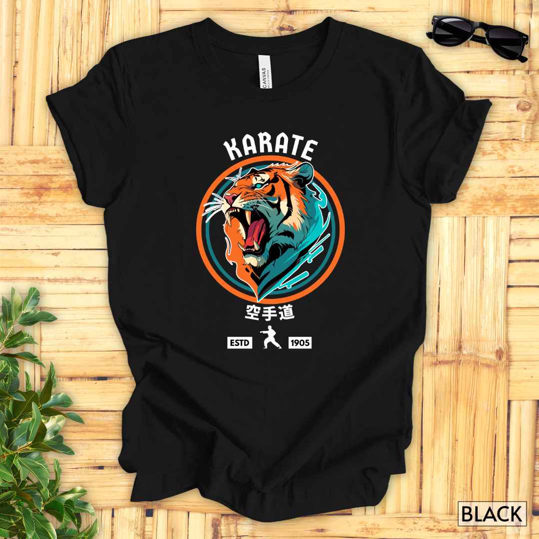 Karate Tiger T-Shirt__Black__ Mockup Unisex T-Shirt