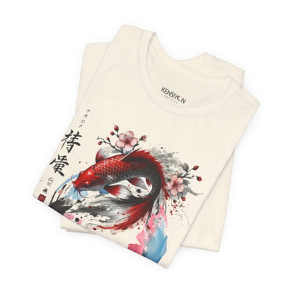 Koi Fish Sumi-e Swirl T-Shirt__Natural__ Folded Unisex T-Shirt
