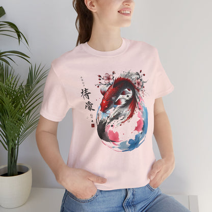Koi Fish Sumi-e Swirl T-Shirt__Soft Pink__ Lifestyle Unisex T-Shirt
