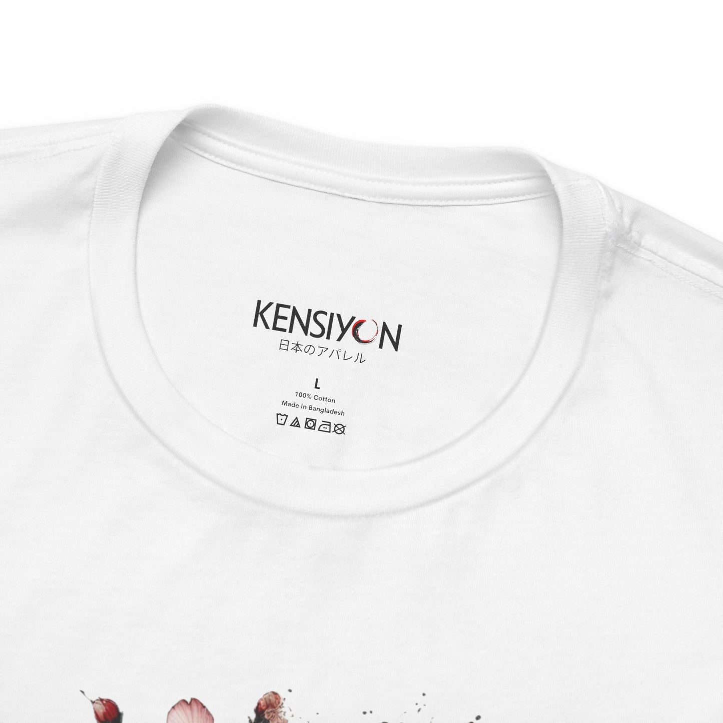 Koi Fish Sumi-e Swirl T-Shirt__White__ Neck Label Unisex T-Shirt