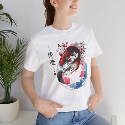 Koi Fish Sumi-e Swirl T-Shirt__White__ Lifestyle Unisex T-Shirt