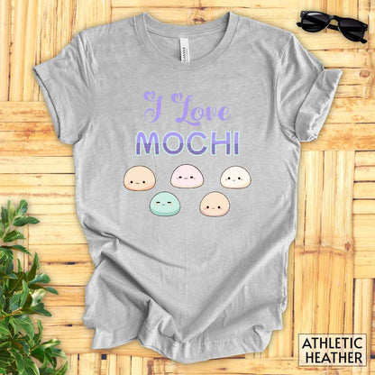 I Love Mochi T-Shirt__Athletic Heather__ Mockup Unisex T-Shirt
