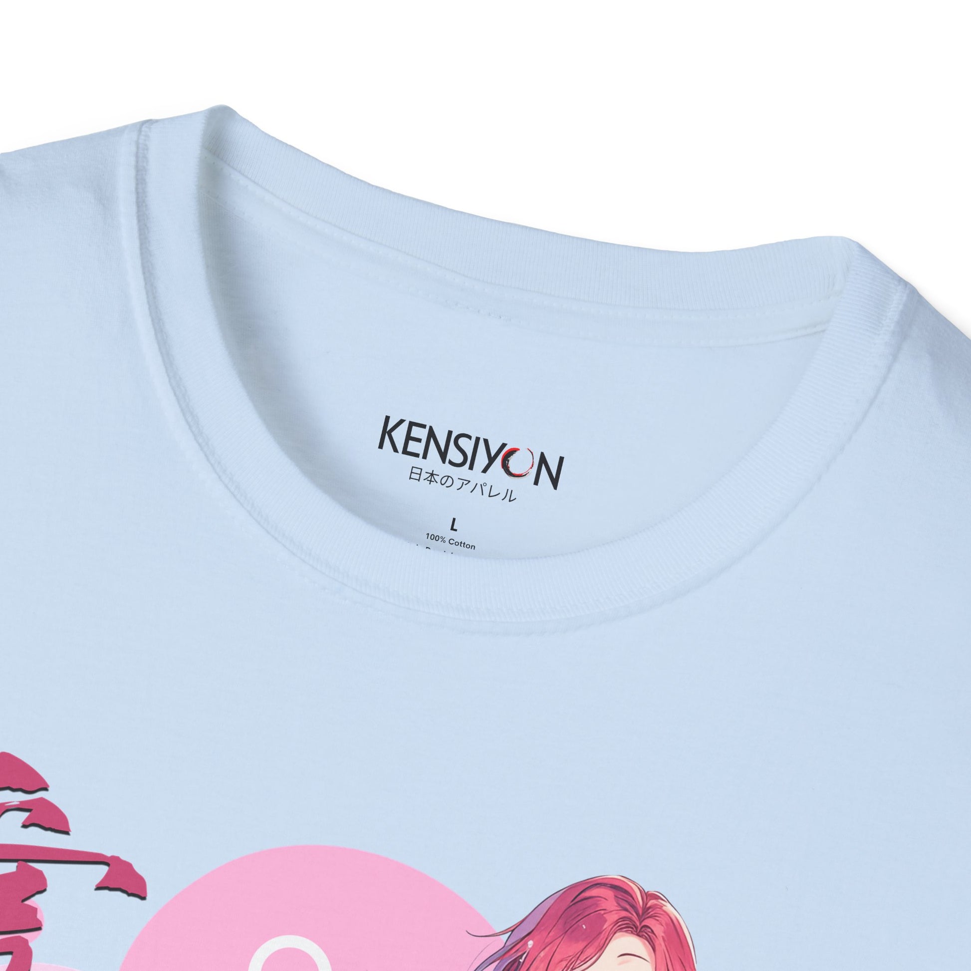 Anime Teen Love v1 T-Shirt__Light Blue__ Neck Label Mockup