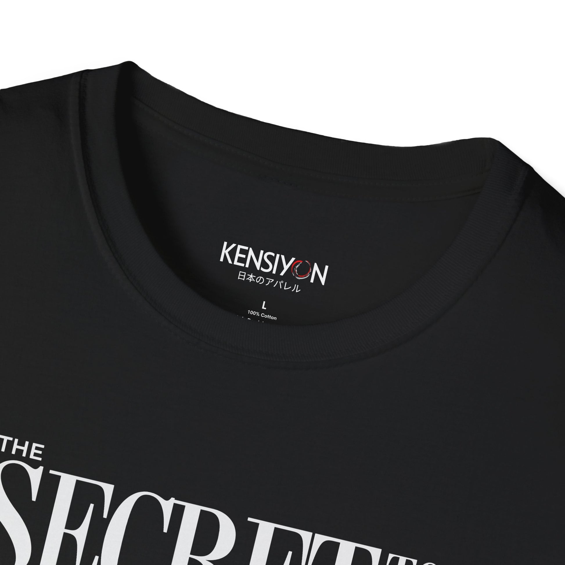 The Secret to Success, Never Stop Trying v1 Unisex T-Shirt__Black__ Neck Label Mockup