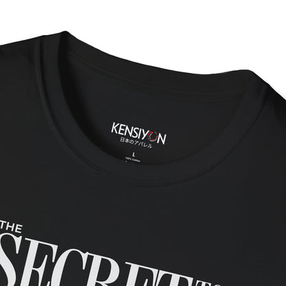 The Secret to Success, Never Stop Trying v1 Unisex T-Shirt__Black__ Neck Label Mockup