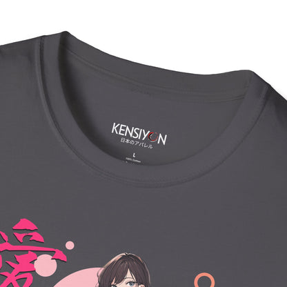Anime Teen Love v5 T-Shirt__Charcoal__ Neck Label Mockup