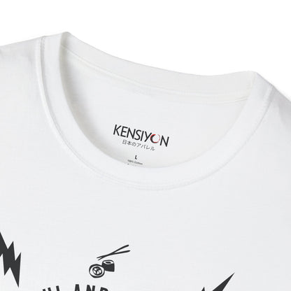 Sushi and Sashimi Typography Unisex T-Shirt__White__ Neck Label Mockup