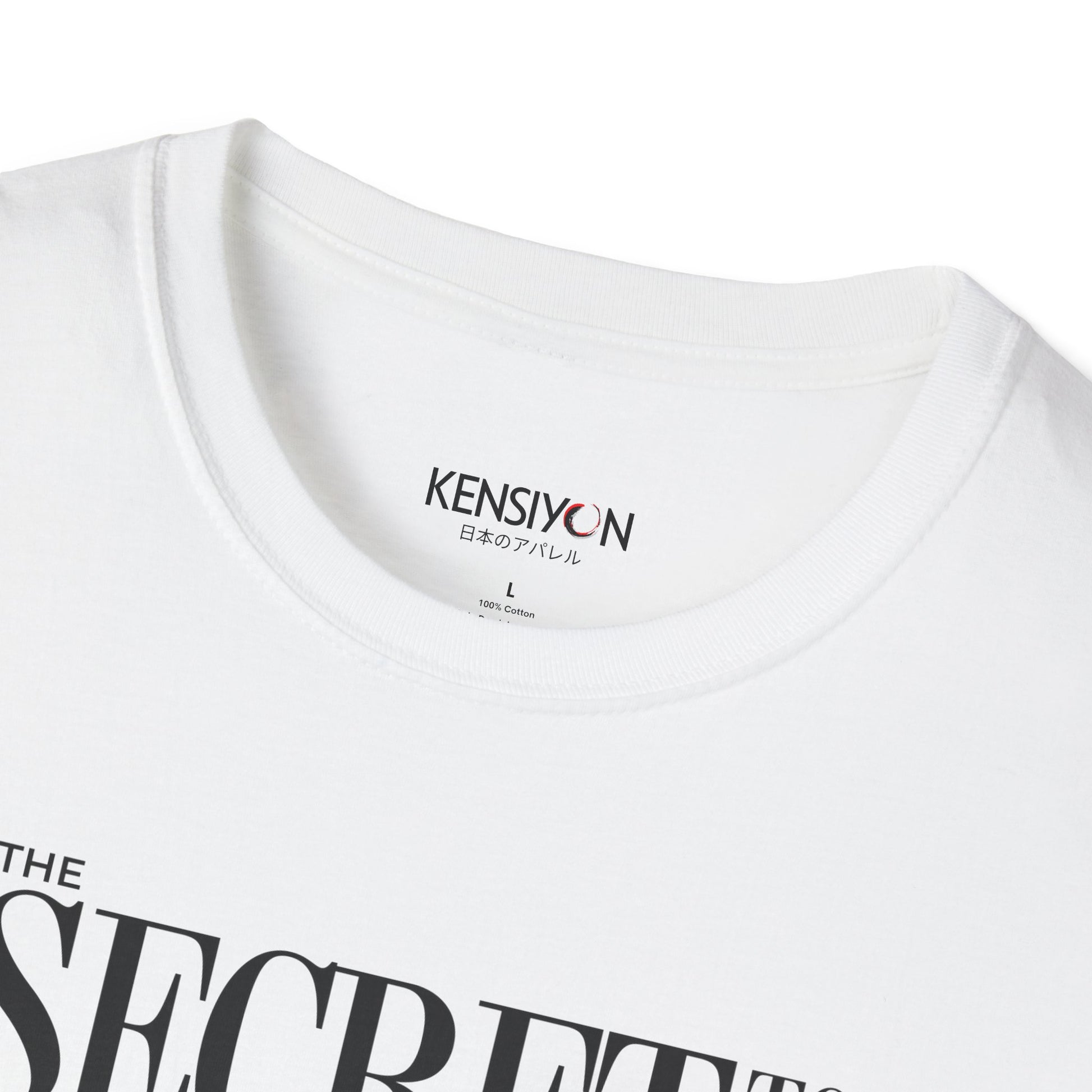 The Secret to Success, Never Stop Trying v1 Unisex T-Shirt__White__ Neck Label Mockup