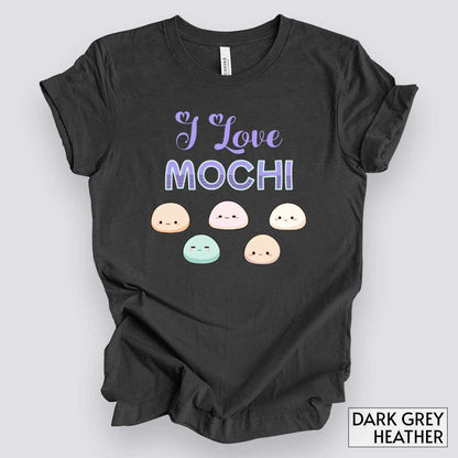 I Love Mochi T-Shirt__Dark Grey Heather__ Mockup Unisex T-Shirt