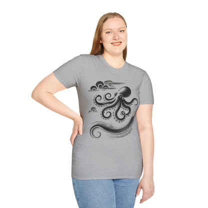 Ink Painting Squid Unisex T-Shirt__Sport_Grey__ Mockup 1