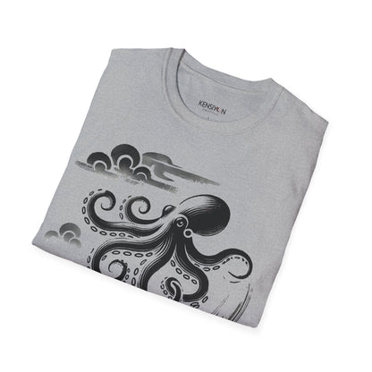 Ink_Painting_Squid_Unisex_T-Shirt__Sport_Grey__ Neck_Label_Mockup