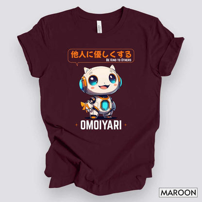 Kawaii Robot, Omoiyari Mindset, Be Kind to Others T-Shirt__Maroon__ Mockup Unisex T-Shirt