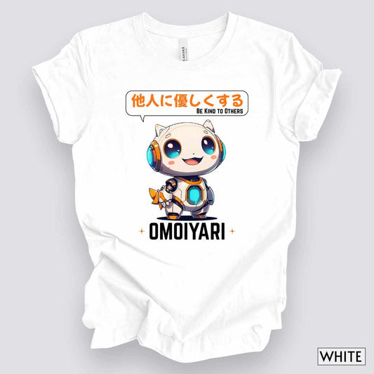 Kawaii Robot, Omoiyari Mindset, Be Kind to Others T-Shirt__White__ Mockup Unisex T-Shirt