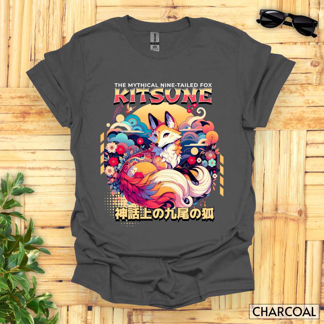 Kitsune_the_Nine-Tailed_Fox_Unisex_T-Shirt__Charcoal__FBIG_Mockup