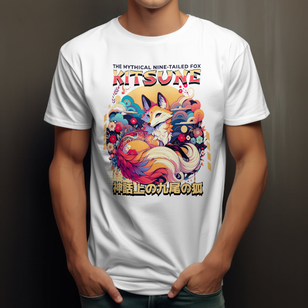 Kitsune_the_Nine-Tailed_Fox_Unisex_T-Shirt__White__Mockup_1