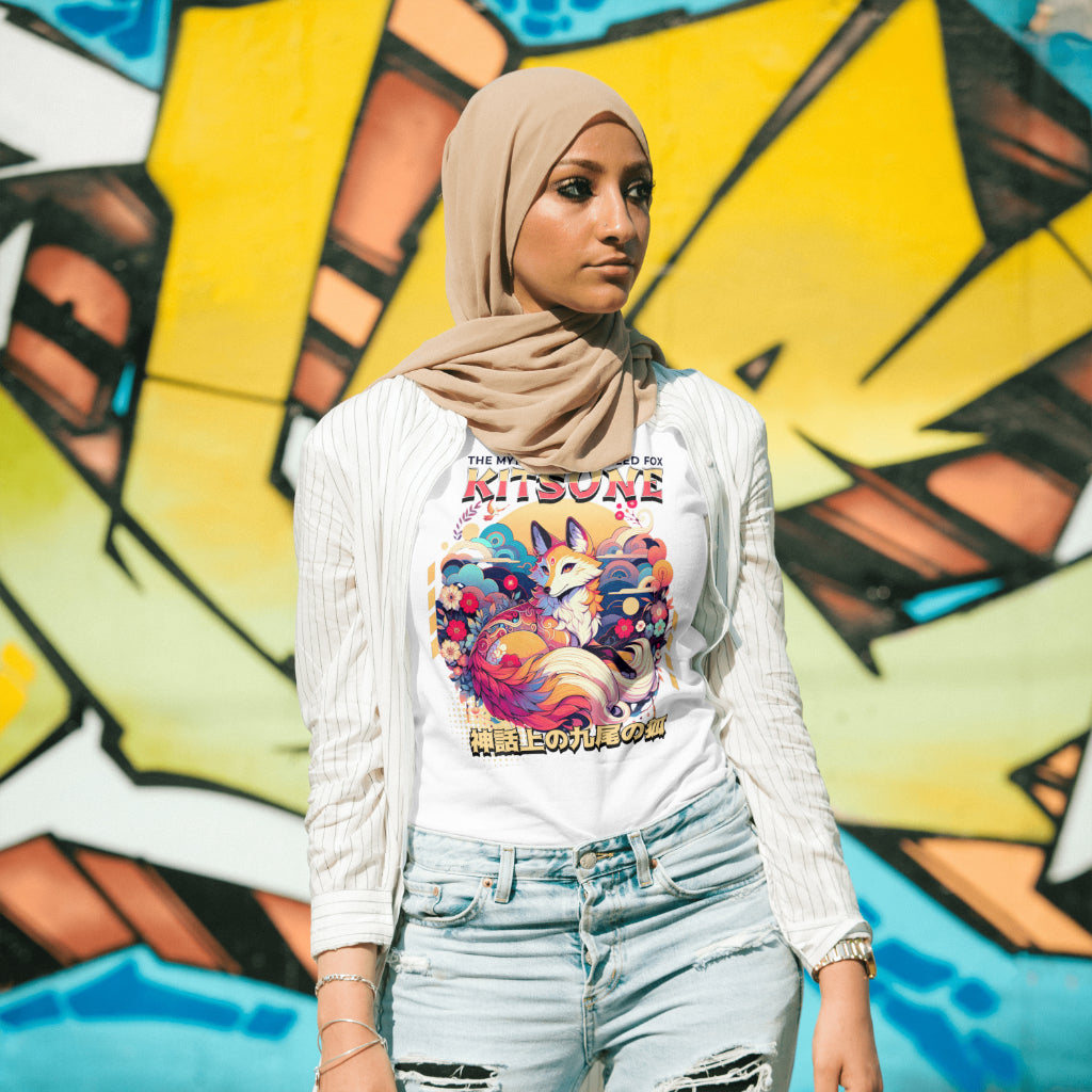 Kitsune_the_Nine-Tailed_Fox_Unisex_T-Shirt__White__Mockup_2