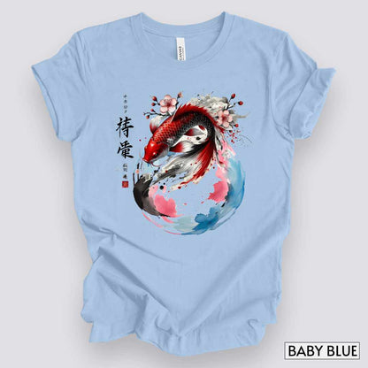 Koi Fish Sumi-e Swirl T-Shirt__Baby Blue__ Mockup Unisex T-Shirt