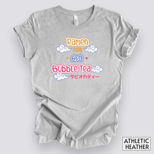 Ramen and Bubble Tea T-Shirt__Athletic Heather__ Mockup Unisex T-Shirt