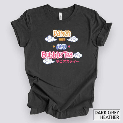 Ramen and Bubble Tea T-Shirt__Dark Grey Heather__ Mockup Unisex T-Shirt