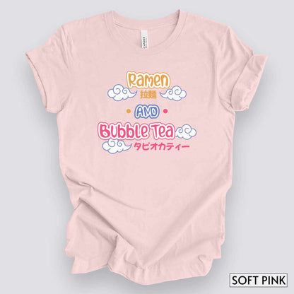 Ramen and Bubble Tea T-Shirt__Soft Pink__ Mockup Unisex T-Shirt