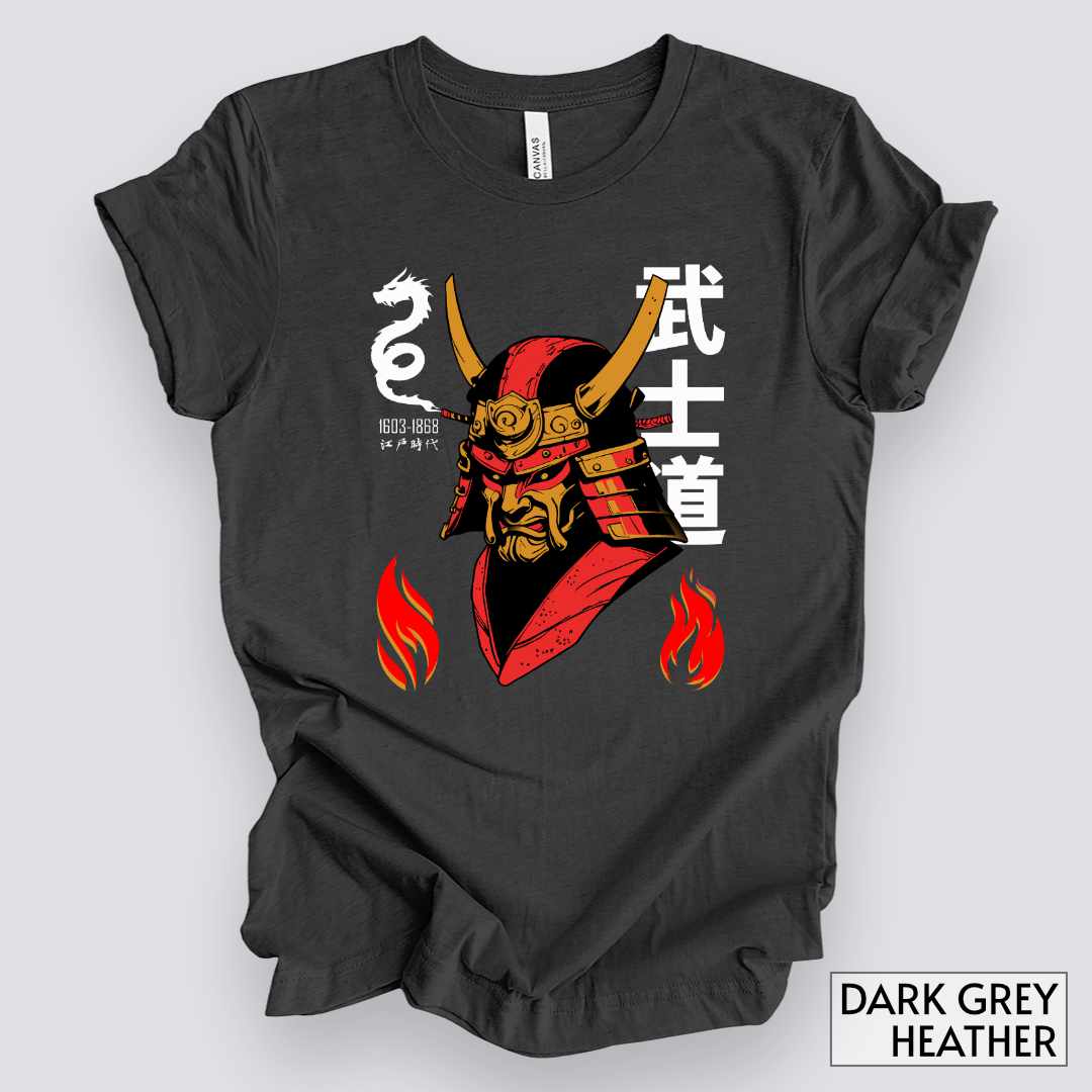 Samurai Bushido, Edo Period T-Shirt__Dark Grey Heather__ Mockup Unisex T-Shirt