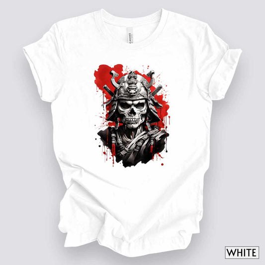 Sumi-e Samurai Warrior Skull T-Shirt v2__White__ Mockup Unisex T-Shirt