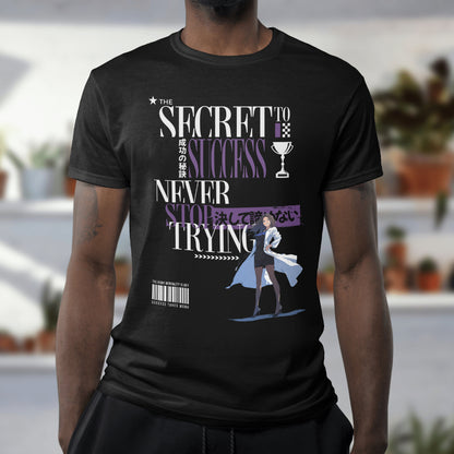 The_Secret_to_Success_Never_Stop_Trying_v1_Unisex_T-Shirt__Black__Mockup_2