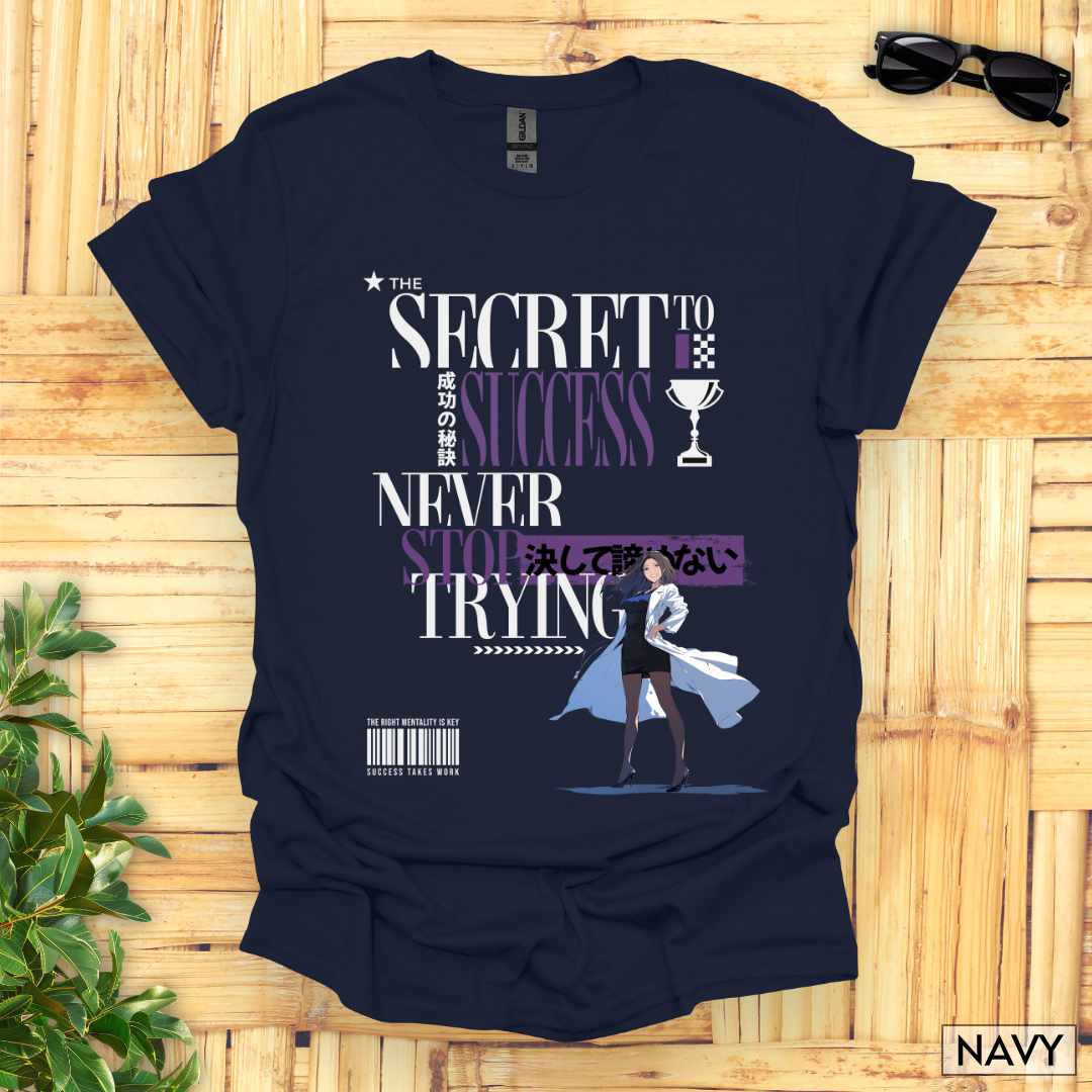 The_Secret_to_Success_Never_Stop_Trying_v1_Unisex_T-Shirt__Navy__FBIG_Mockup