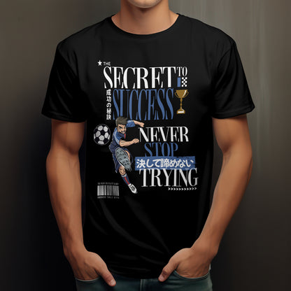 The_Secret_to_Success_Never_Stop_Trying_v2_Unisex_T-Shirt__Black__Mockup_1