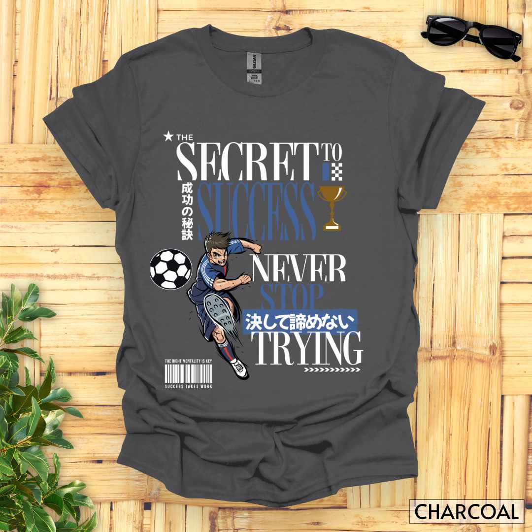The_Secret_to_Success_Never_Stop_Trying_v2_Unisex_T-Shirt__Charcoal__FBIG_Mockup