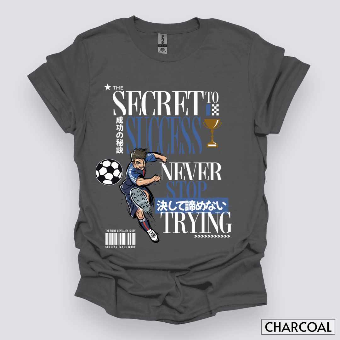 The_Secret_to_Success_Never_Stop_Trying_v2_Unisex_T-Shirt__Charcoal__Mockup