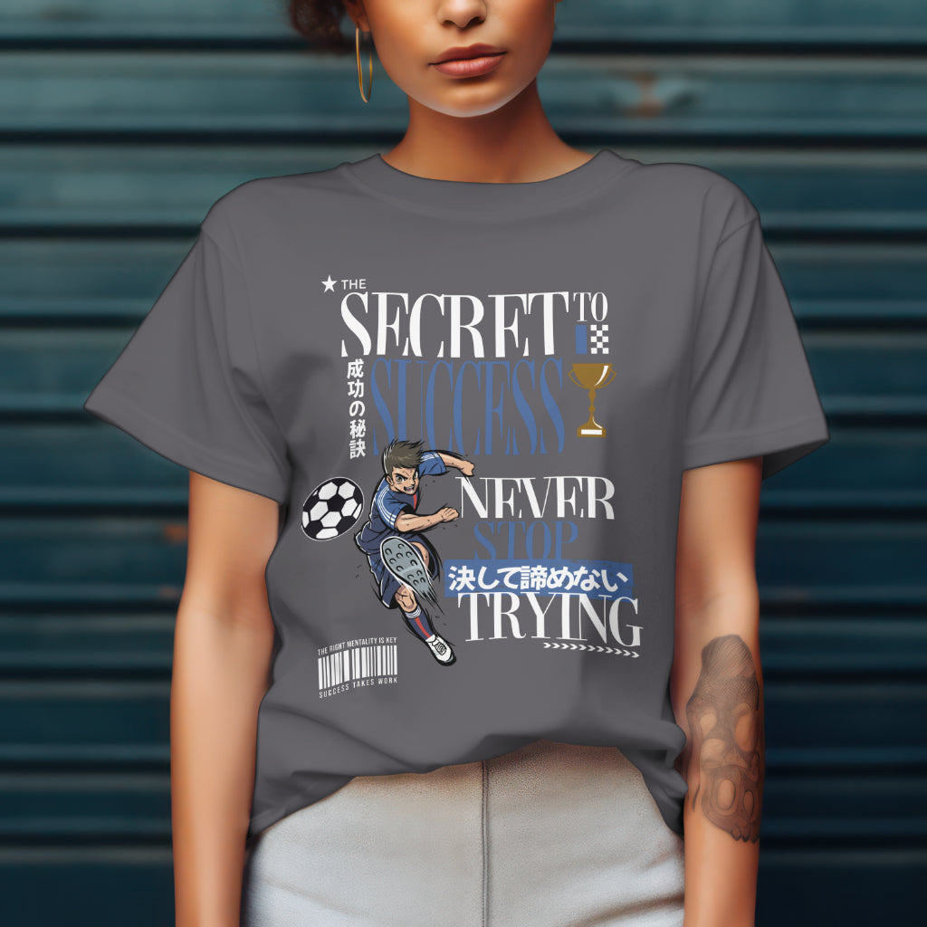 The_Secret_to_Success_Never_Stop_Trying_v2_Unisex_T-Shirt__Charcoal__Mockup_2