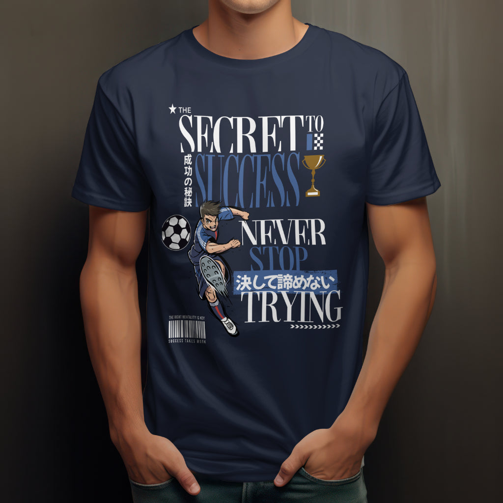 The_Secret_to_Success_Never_Stop_Trying_v2_Unisex_T-Shirt__Navy__Mockup_2