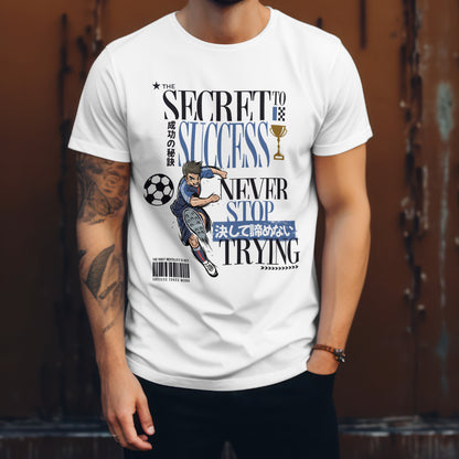 The_Secret_to_Success_Never_Stop_Trying_v2_Unisex_T-Shirt__White__Mockup_1