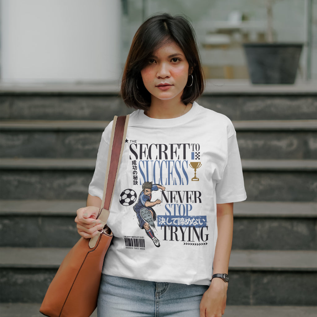 The_Secret_to_Success_Never_Stop_Trying_v2_Unisex_T-Shirt__White__Mockup_2
