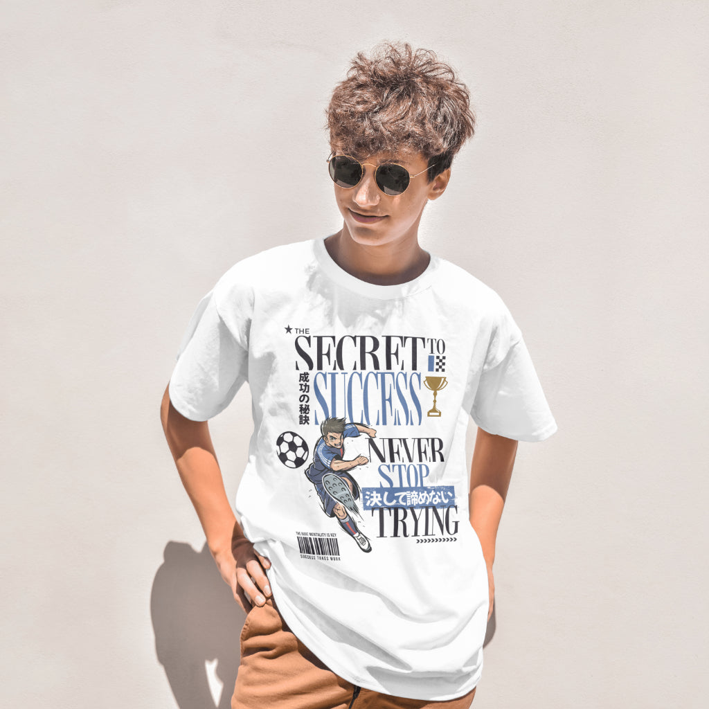 The_Secret_to_Success_Never_Stop_Trying_v2_Unisex_T-Shirt__White__Mockup_3